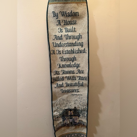 Vintage 1984 Elegant Green and Cream Wall Hanging Proverbs - Picture 2 of 4